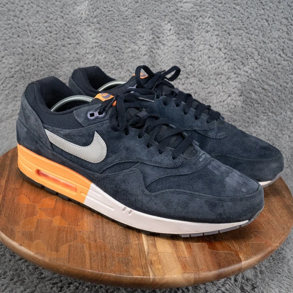 Nike Air Max 1 PRM Mens Size 13 Blue Orange Good 512033-400 Suede Sneaker